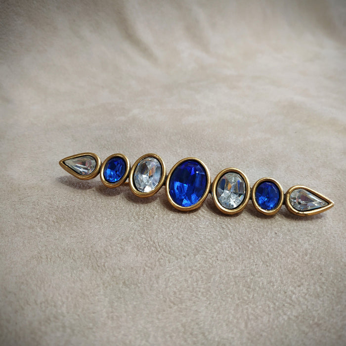 Yves Saint Laurent Gold  Blue Bar brooch vintage YSL - The Hirst Collection