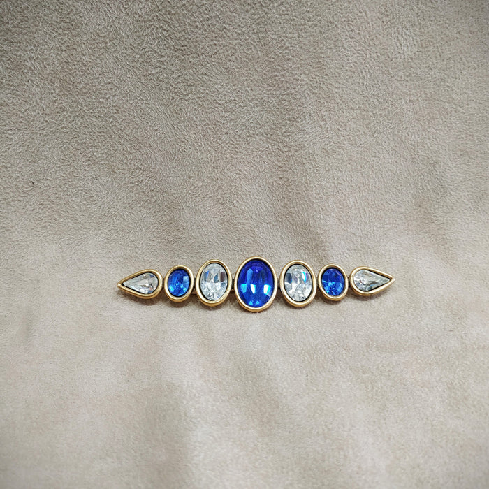 Yves Saint Laurent Gold  Blue Bar brooch vintage YSL - The Hirst Collection