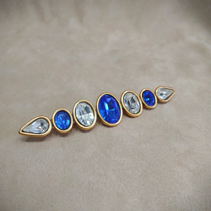 Yves Saint Laurent Gold  Blue Bar brooch vintage YSL - The Hirst Collection