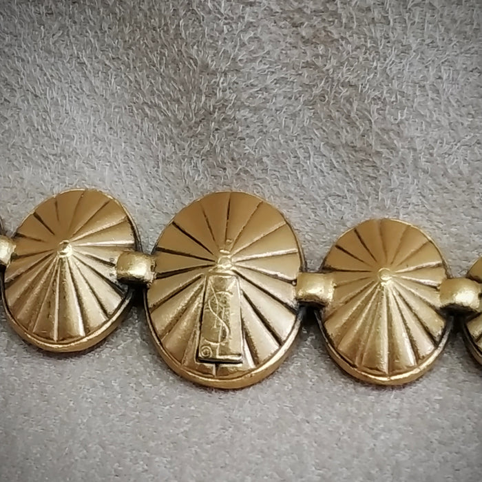 Yves Saint Laurent Gold  Blue Bar brooch vintage YSL - The Hirst Collection