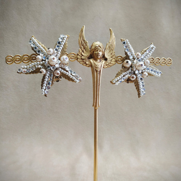 Stanley Hagler Starfish Earrings pearl Clip On - The Hirst Collection
