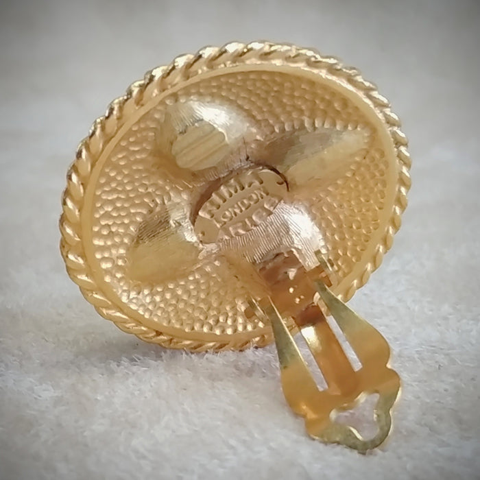 Red Round Earrings by Rima Ariss Clip On Gold - The Hirst Collection