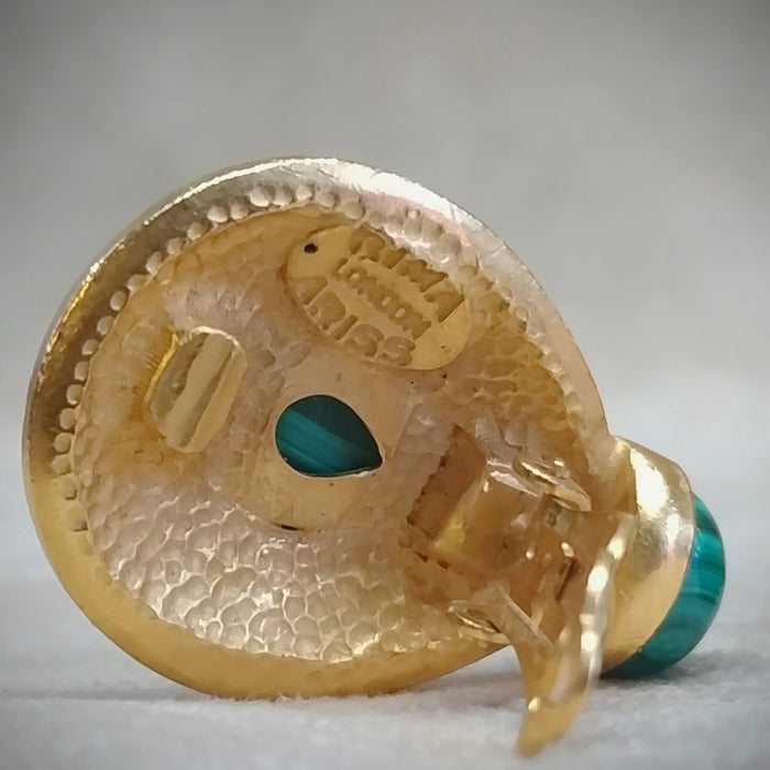 Malachite Earrings by Rima Ariss Green Clip On Gold - The Hirst Collection