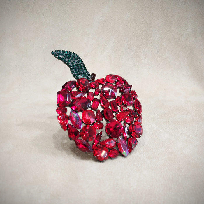 Cristobal Large Red Apple crystal brooch - The Hirst Collection