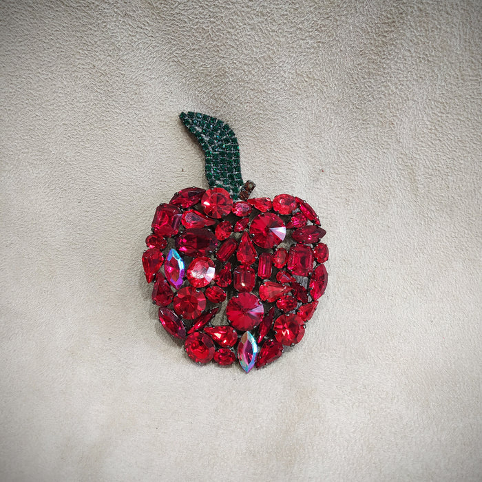 Cristobal Large Red Apple crystal brooch - The Hirst Collection