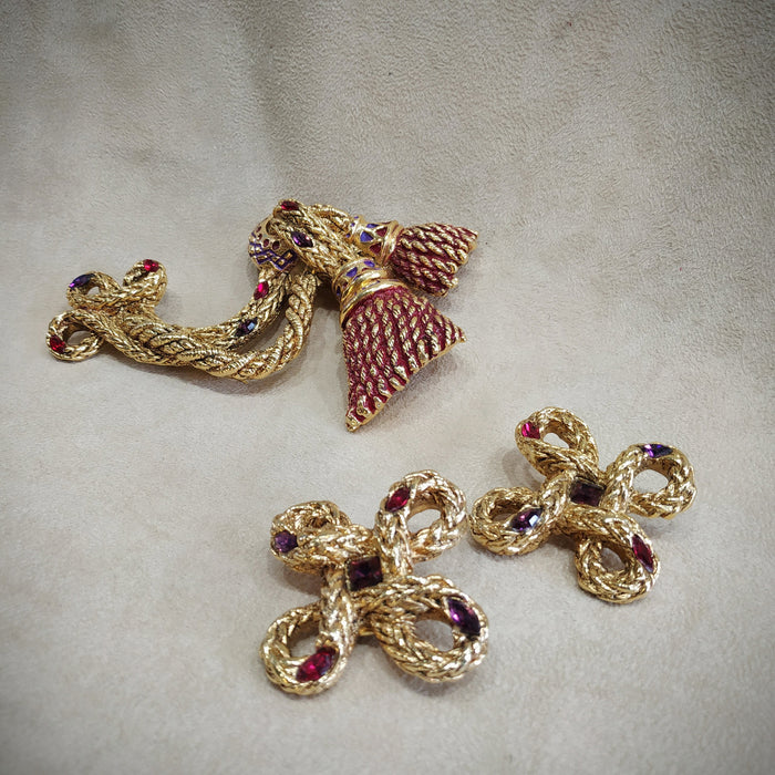 F Volle Paris Statement Vintage Large Rope twist Clip on Earrings - The Hirst Collection