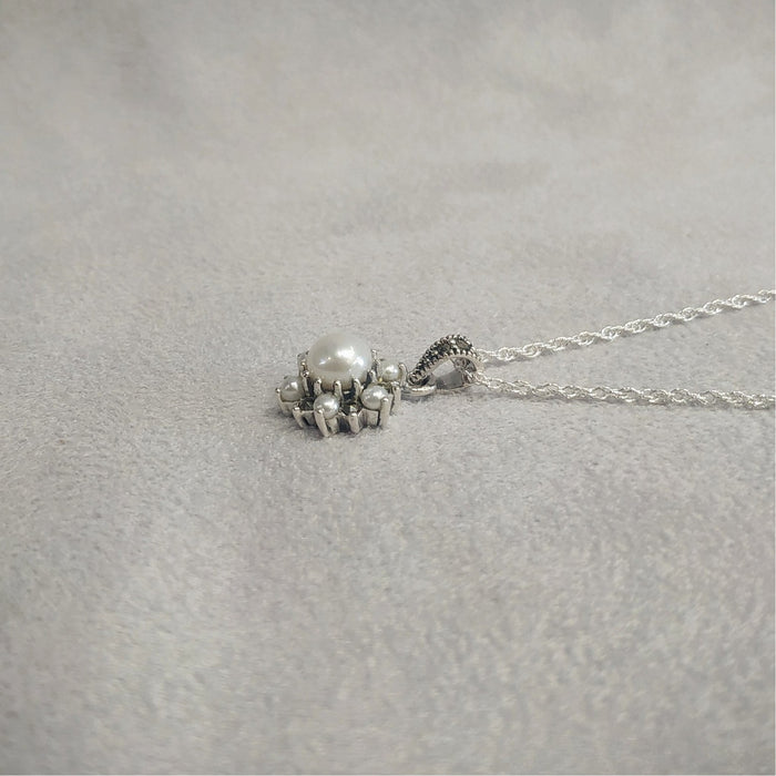Sparkly Freshwater Pearl Marcasite Star Necklace - The Hirst Collection
