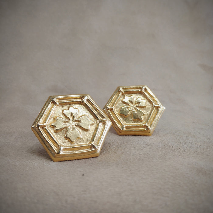 Lanvin Vintage Gold Hexagonal Clip on Earrings - The Hirst Collection