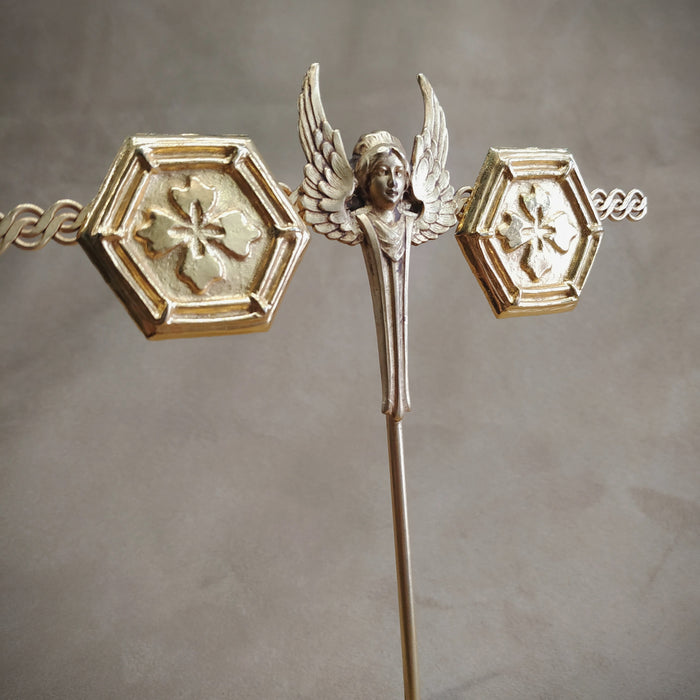 Lanvin Vintage Gold Hexagonal Clip on Earrings - The Hirst Collection