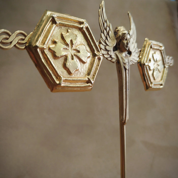 Lanvin Vintage Gold Hexagonal Clip on Earrings - The Hirst Collection