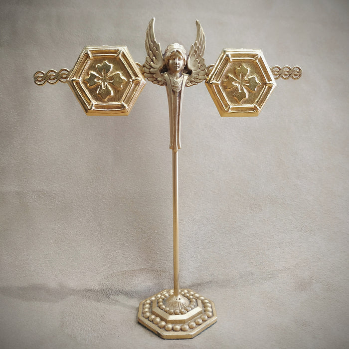 Lanvin Vintage Gold Hexagonal Clip on Earrings - The Hirst Collection