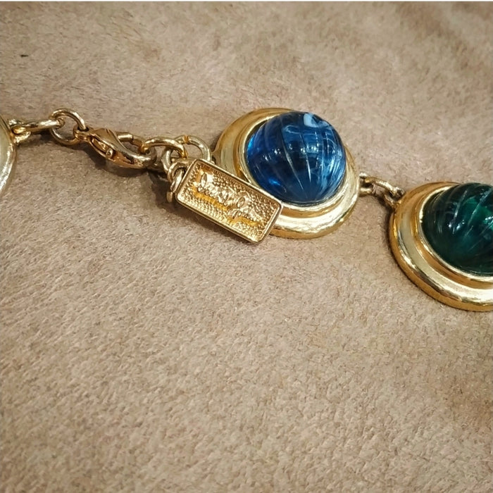 David Grau Vintage statement Blue Green Cabochon necklace - The Hirst Collection