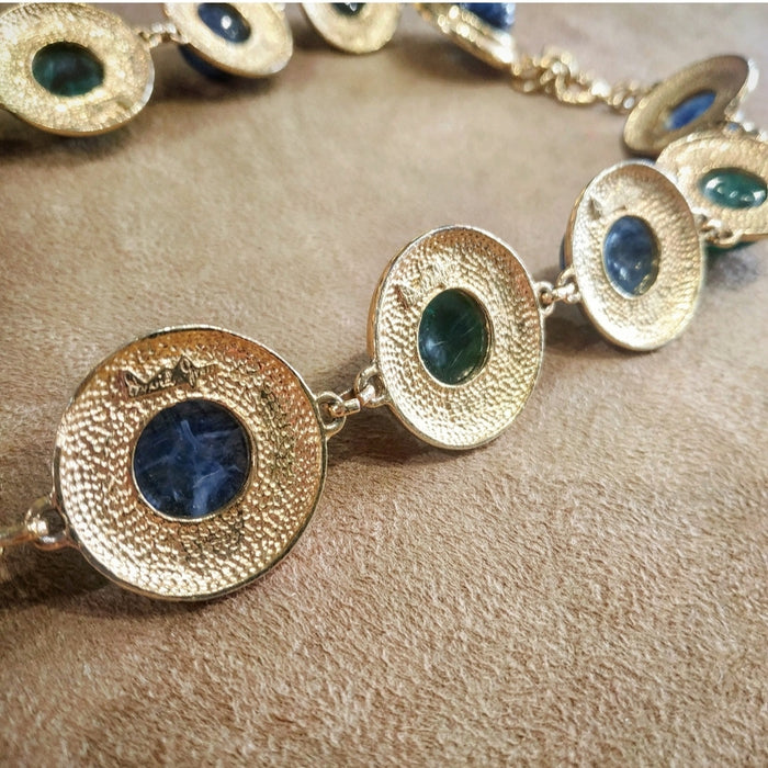 David Grau Vintage statement Blue Green Cabochon necklace - The Hirst Collection