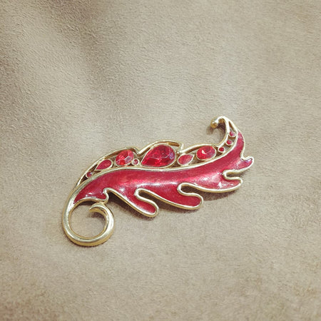 Trifari Vintage Red leaf enamel Brooch - The Hirst Collection