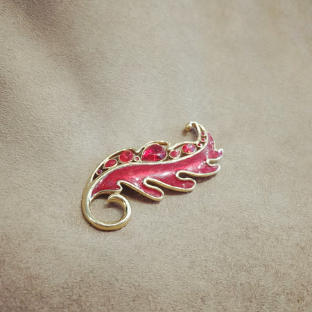 Trifari Vintage Red leaf enamel Brooch - The Hirst Collection