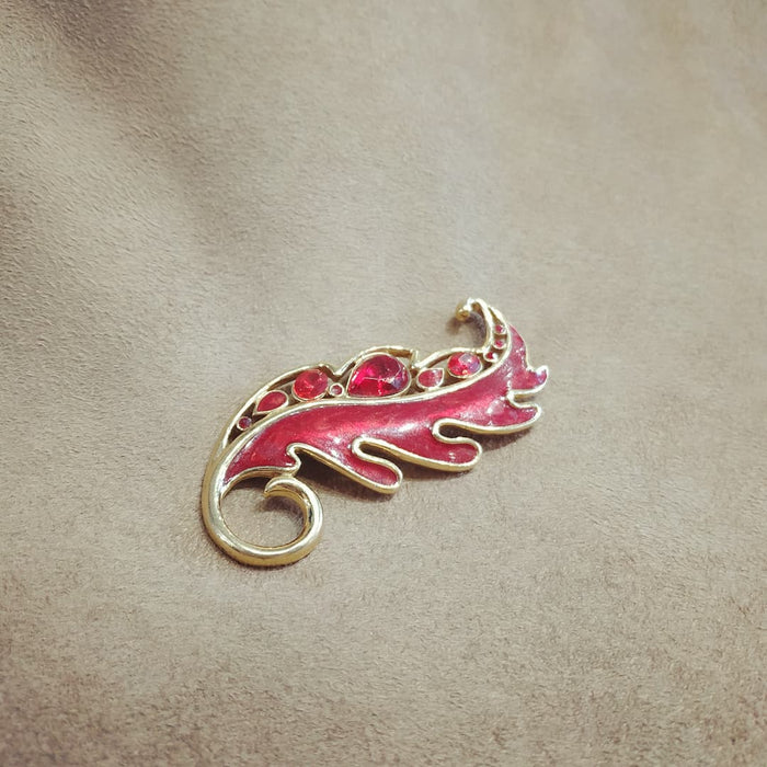 Trifari Vintage Red leaf enamel Brooch - The Hirst Collection