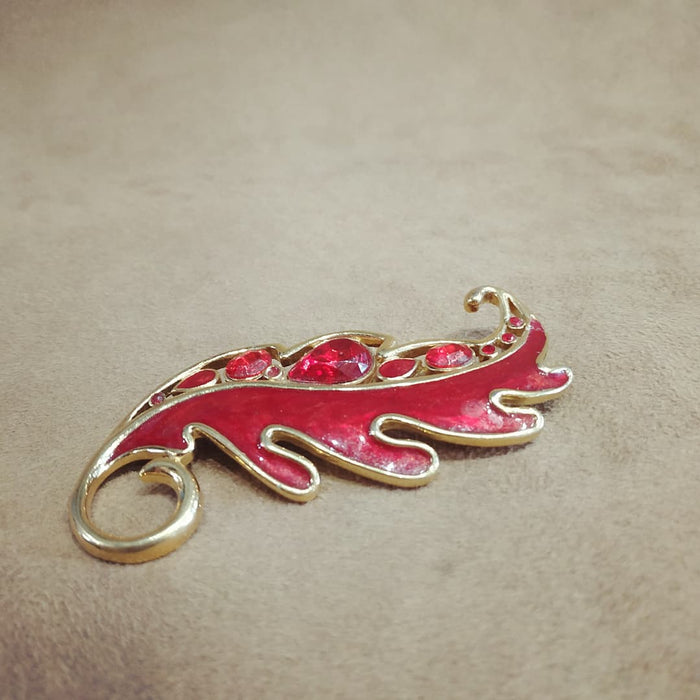 Trifari Vintage Red leaf enamel Brooch - The Hirst Collection