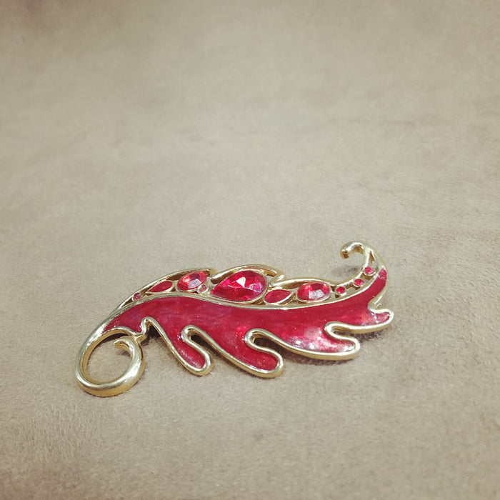 Trifari Vintage Red leaf enamel Brooch - The Hirst Collection