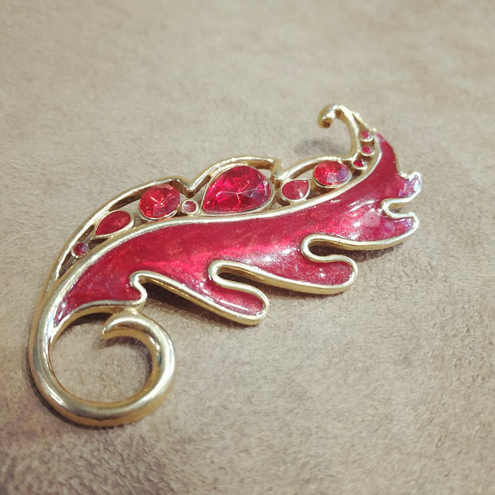 Trifari Vintage Red leaf enamel Brooch - The Hirst Collection