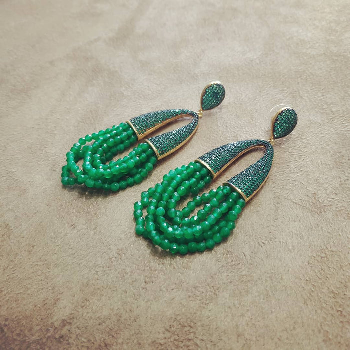 Waterfall Chandelier Emerald Green pave earrings - The Hirst Collection