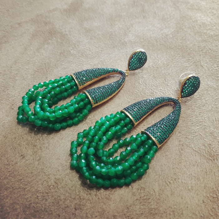 Waterfall Chandelier Emerald Green pave earrings - The Hirst Collection