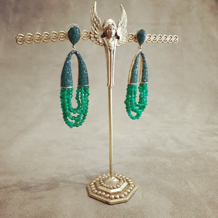Waterfall Chandelier Emerald Green pave earrings - The Hirst Collection