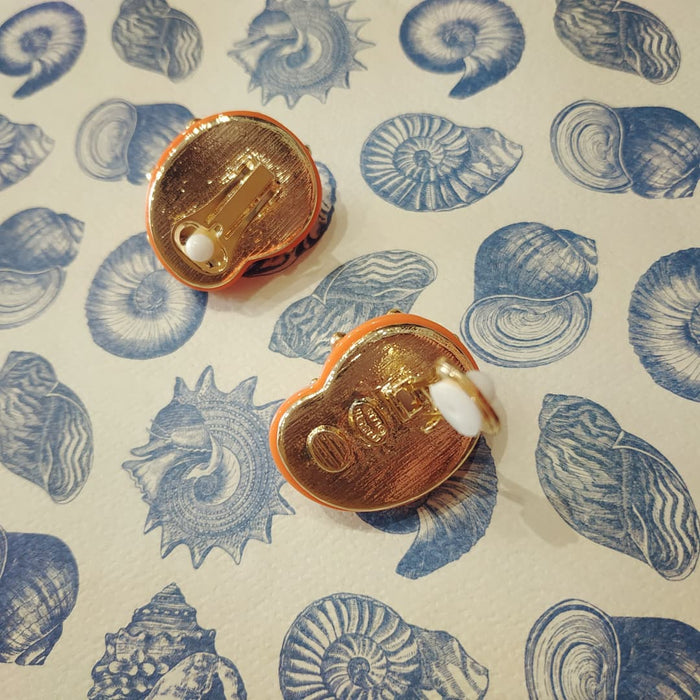 Kenneth Jay Lane Coral Conch Shell clip on Earrings - The Hirst Collection