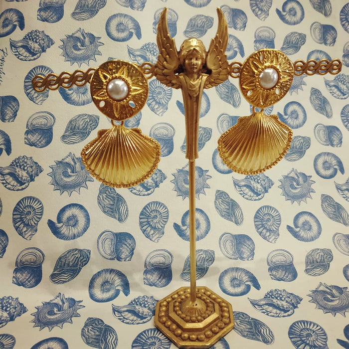 Kenneth Jay Lane Golden Shell Star of the Sea Clip on Earrings - The Hirst Collection