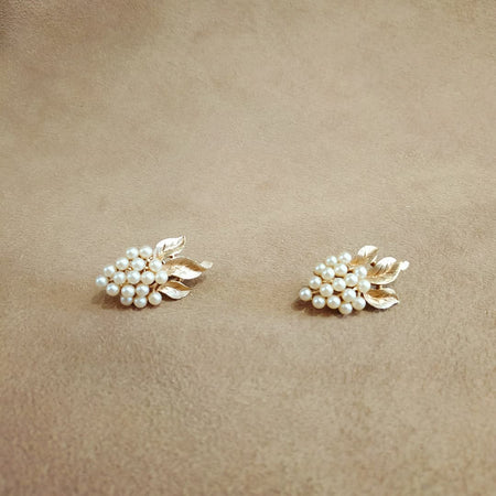 Trifari Golden Pearl Grape Earrings Vintage - The Hirst Collection