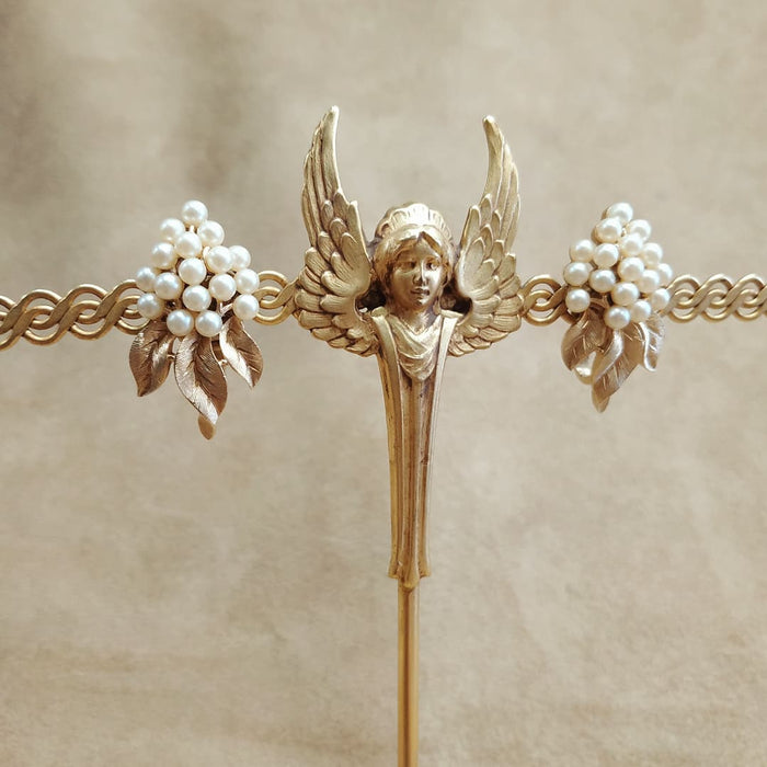 Trifari Golden Pearl Grape Earrings Vintage - The Hirst Collection