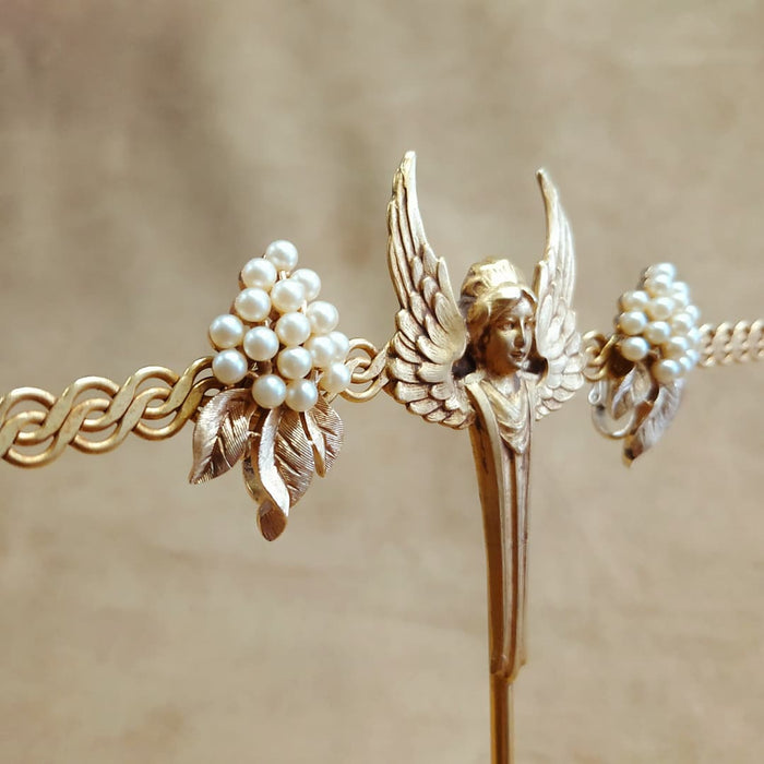 Trifari Golden Pearl Grape Earrings Vintage - The Hirst Collection