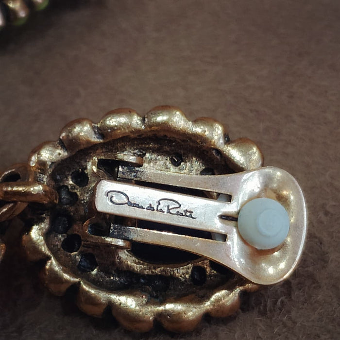 Oscar De La Renta Statement Clip On Multi-Coloured Earrings - The Hirst Collection