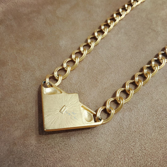 Yves Saint Laurent Vintage Necklace Gold Pink Purple Dichroic Glass Statement - The Hirst Collection