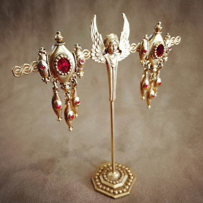 Red Chandelier Statement Earrings by Abbey Road - The Hirst Collection