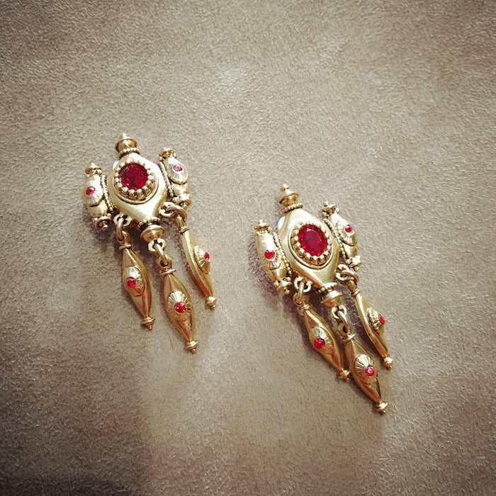 Red Chandelier Statement Earrings by Abbey Road - The Hirst Collection