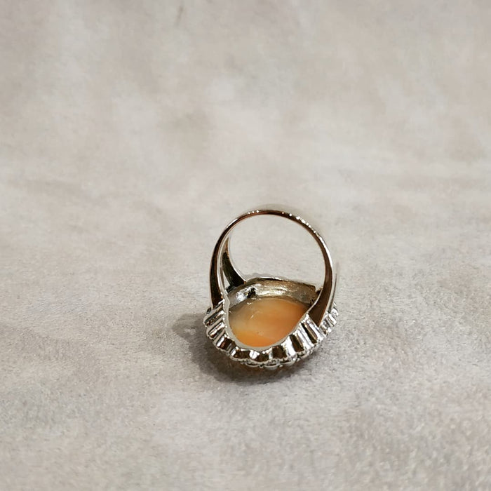 Cameo Ring Silver Freshwater Pearl Marcasite - The Hirst Collection