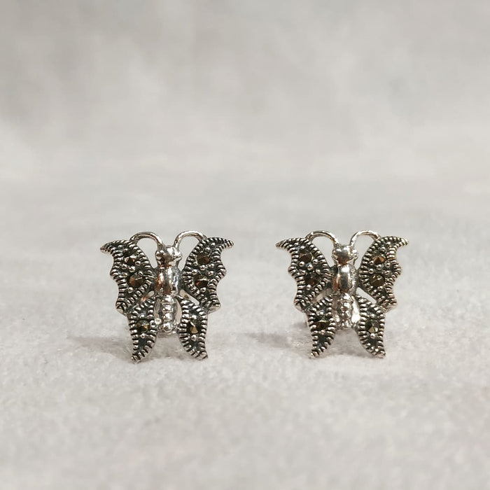Silver Marcasite Butterfly studs Earrings - The Hirst Collection