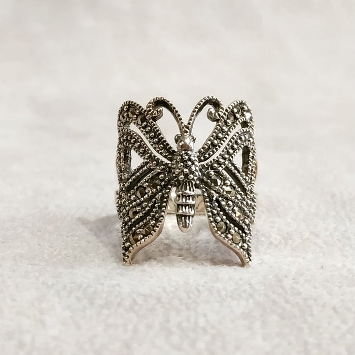 Butterfly Ring Silver Marcasite - The Hirst Collection