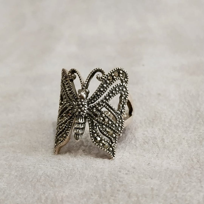 Butterfly Ring Silver Marcasite - The Hirst Collection