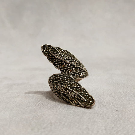 Leaf Ring Silver Marcasite - The Hirst Collection