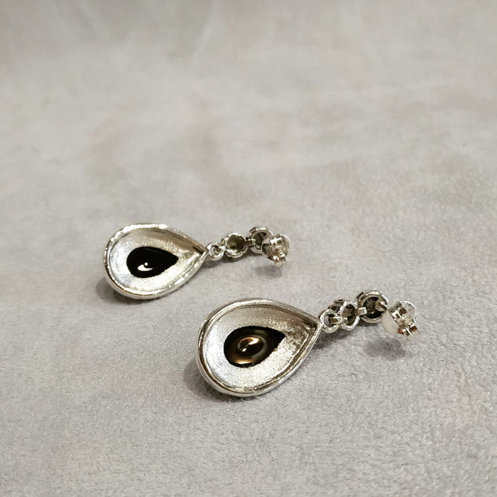 Oval Teardrop Black Onyx Earrings - The Hirst Collection