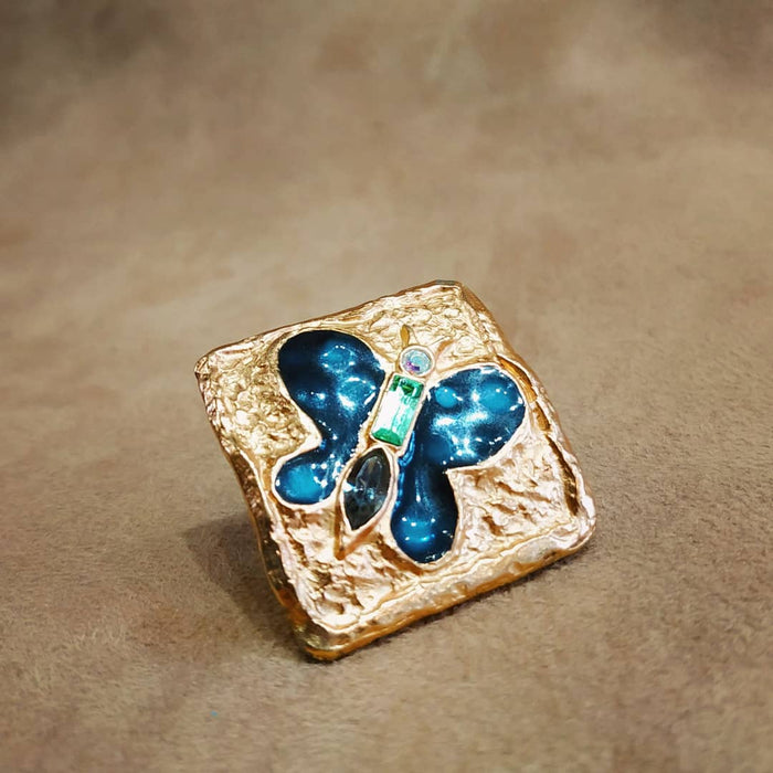 Christian Lacroix Blue  Butterfly Brooch - The Hirst Collection