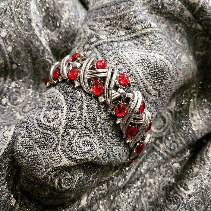 Trifari Red cabuchon Vintage Bracelet - The Hirst Collection