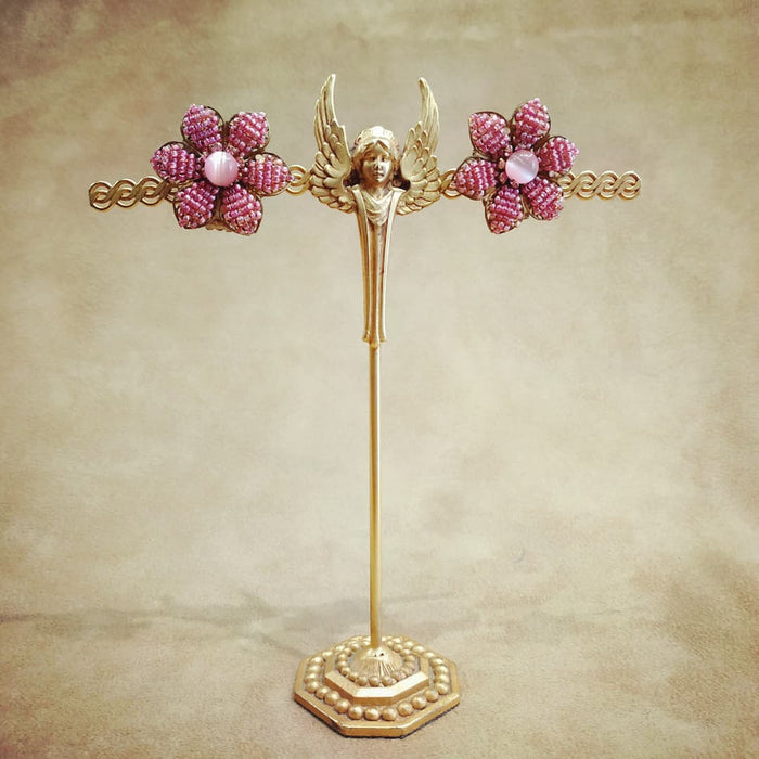 Stanley Hagler Earrings Pink Flower Clip Ons - The Hirst Collection