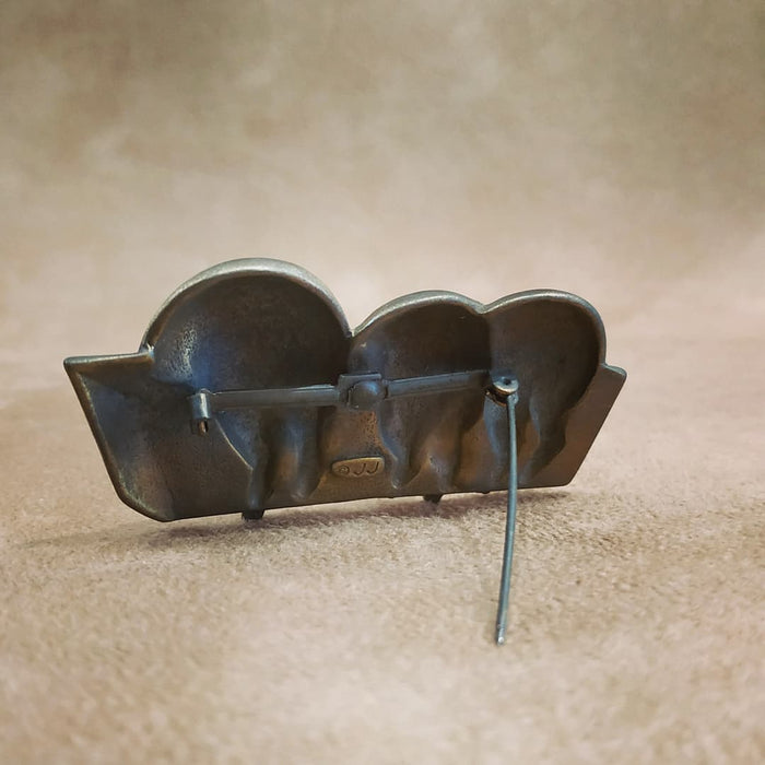 Three Piglets brooch gold tone pewter by JJ - The Hirst Collection