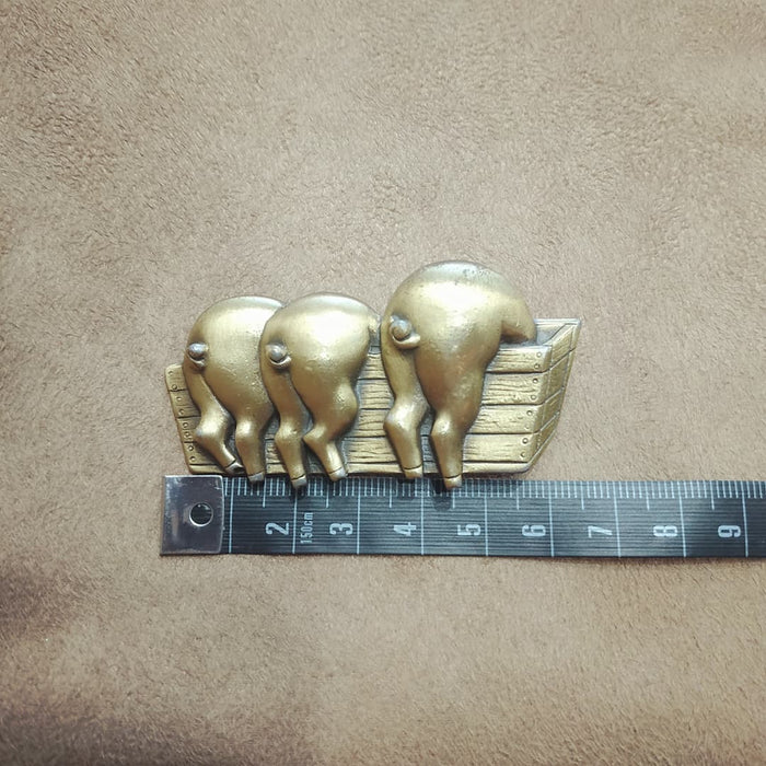 Three Piglets brooch gold tone pewter by JJ - The Hirst Collection