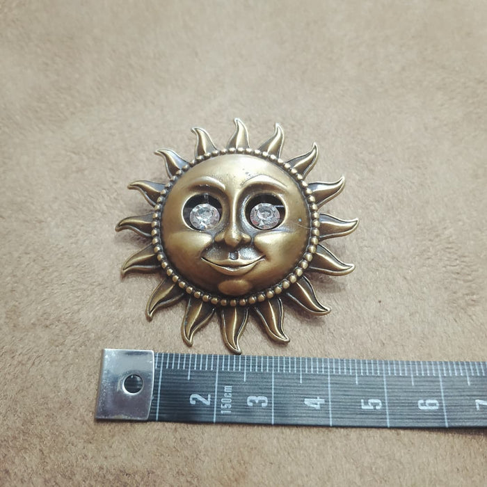 Sun face starburst brooch in bronze pewter by JJ - The Hirst Collection