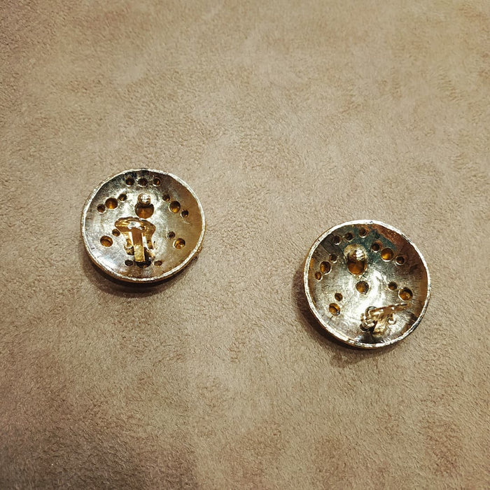 Vintage Multi colour glass stone clip on earrings