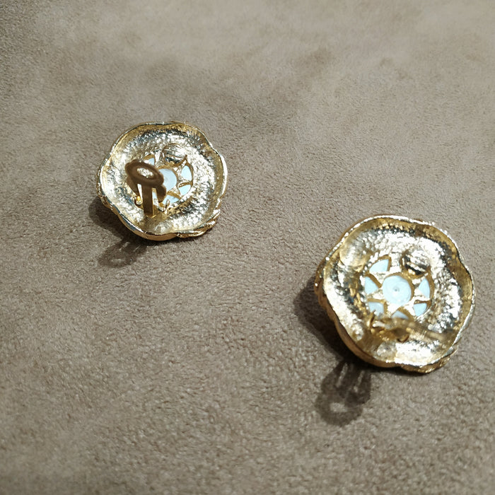 Vintage black enamel pearl Earrings