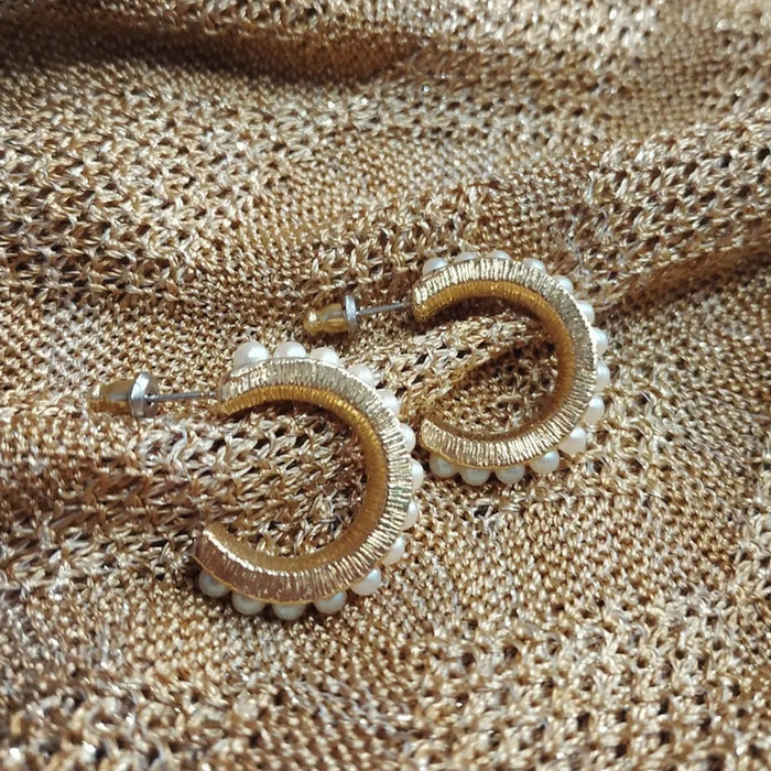 Vintage seed pearl hoop earrings